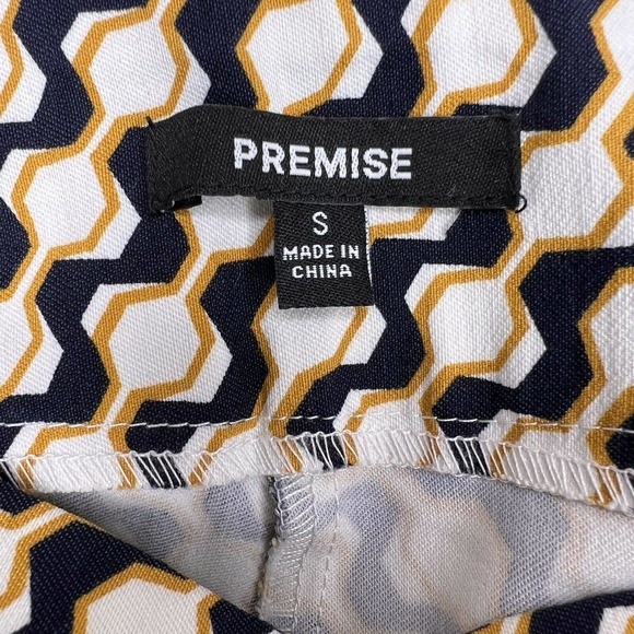 Premis Women's White Bengaline Geometric Stretch Ankle Pants Size S EUC - Picture 5 of 7